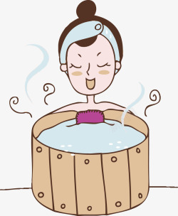 卡通少女泡澡洗澡素材