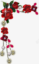 鲜红玫瑰花边框素材
