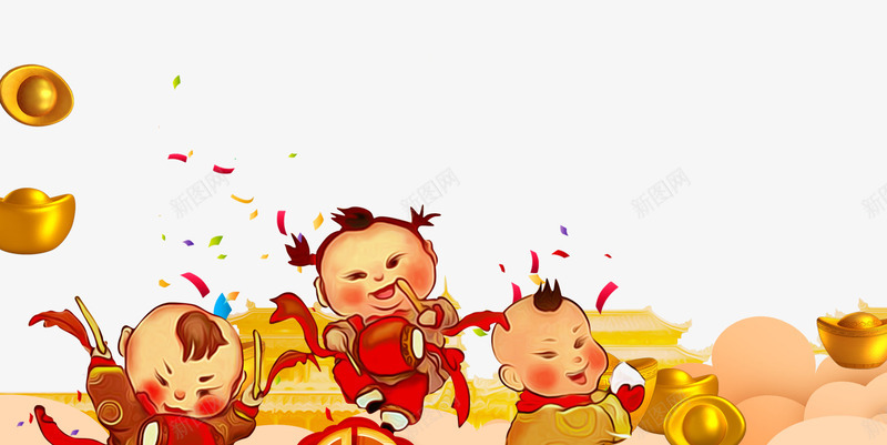中国风过新年打鼓的人们png免抠素材_88icon https://88icon.com 中国风 彩带 打鼓的人们 漂浮的元宝 祥云装饰 过新年