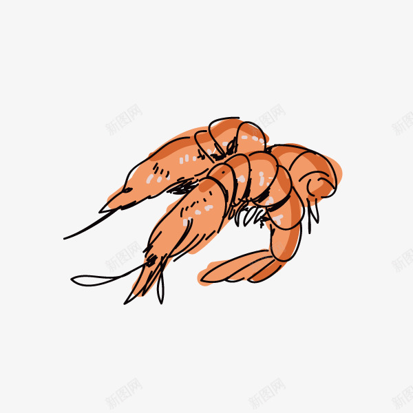 卡通手绘海鲜虾食物png免抠素材_88icon https://88icon.com 创意 动漫动画 卡通海鲜虾 手绘 艺术 食物