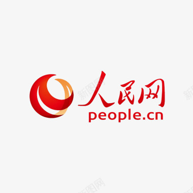 水墨笔触素材红色人民网logo标志图标图标