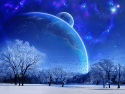 月夜星空蓝色冬季全屏海报背景素材