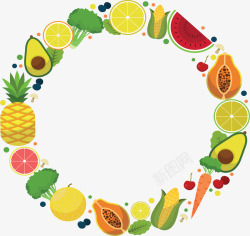 果蔬边框卡通秋季水果蔬菜矢量图高清图片