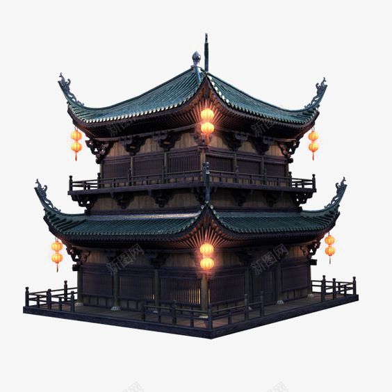 复古建筑png免抠素材_88icon https://88icon.com 中国古代建筑 中式建筑 古建 宫殿 灯笼