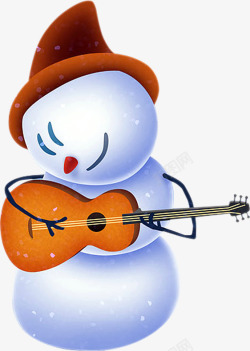 弹吉他雪人圣诞节晚会背景素材