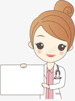 医院听诊器卡通插画卡通可爱女医生高清图片