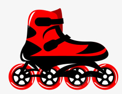 红色四轮单排轮滑鞋素材