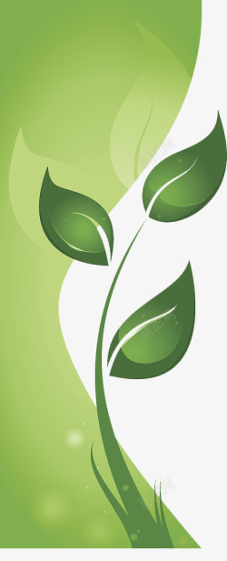 绿色装饰插图枝芽与树叶素材