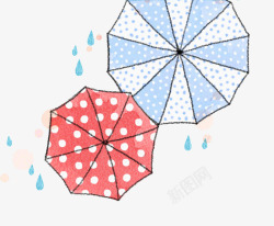 手绘水彩插图撑开的雨伞素材