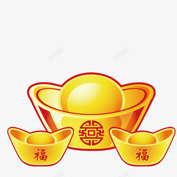 黄色新年金元宝png免抠素材_88icon https://88icon.com 元宝 新年 黄色