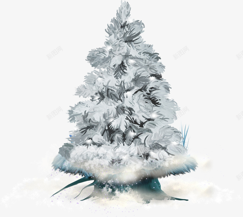 冰雪覆盖的松树png免抠素材_88icon https://88icon.com 下雪 冬天 冬季树枝 冰雪 枝头 树枝 雪压枝头