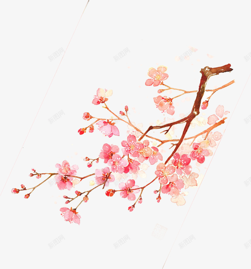 粉色树枝上的桃花png免抠素材_88icon https://88icon.com 免抠图 效果图 桃花 植物 粉色桃花 花枝 装饰图 装饰画