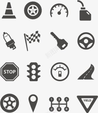 轮胎维修汽车元素图标图标