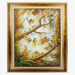 北欧风格装饰画树上的鸟儿高清图片