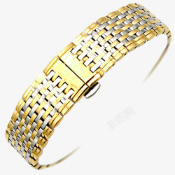 钢带表链间黄金色手表钢带高清图片