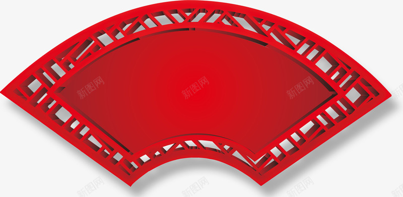 红色扇形png免抠素材_88icon https://88icon.com 中国古典花纹 古典红色雕刻 扇形图案 扇形背景 红色扇面