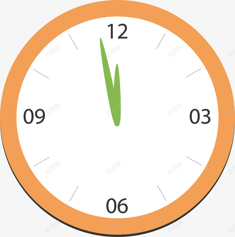 卡通手绘圆盘钟表png免抠素材_88icon https://88icon.com 时间 绿色表针 钟表圆盘