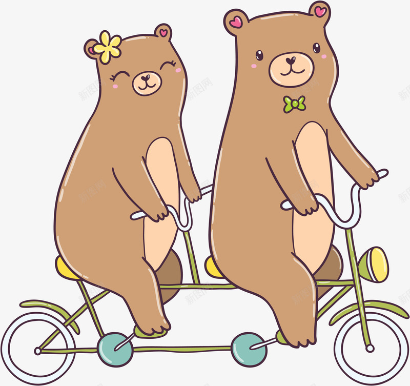 骑车子的熊png免抠素材_88icon https://88icon.com 一辆 两只 卡通 双人自行车 可爱 小熊 骑车