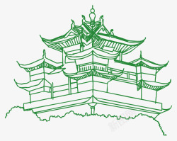 杭州标志性建筑线稿素材