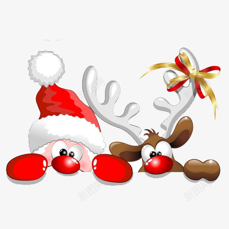 卡通圣诞老人麋鹿丝带创意png免抠素材_88icon https://88icon.com 丝带 创意 卡通 圣诞老人 麋鹿