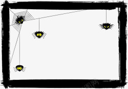 手绘黑色蜘蛛网丝边框素材