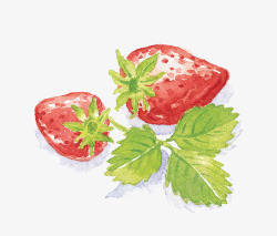 心形果实树水彩手绘草莓高清图片
