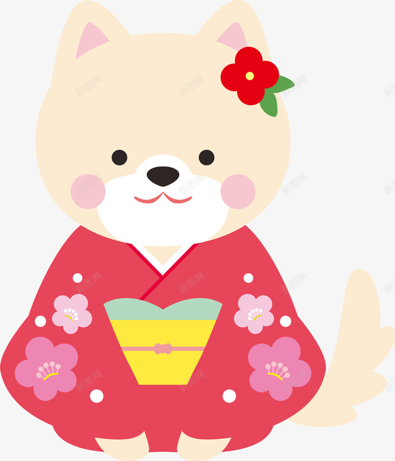 卡通和服女性狗年形象矢量图ai免抠素材_88icon https://88icon.com 中国风装饰 卡通和服女性狗年形象设计 卡通狗年装饰 可爱狗狗形象设计 手绘新年装饰 新年装饰 狗年 狗年装饰 矢量图