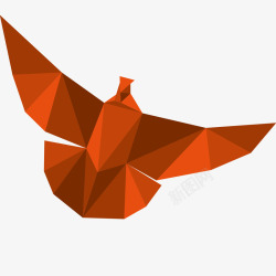 橙色折纸展翅飞翔的白鸽折纸插画矢量图高清图片