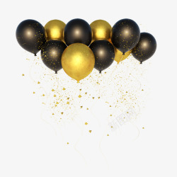 立体风格黑金风格漂浮气球C4D立体海报装饰高清图片