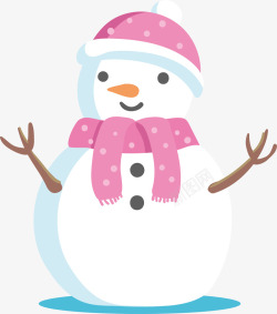 粉色帽子围巾的雪人矢量图素材