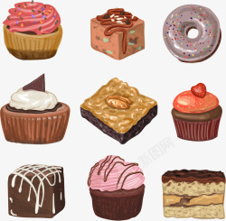 甜品巧克力蛋糕手绘卡通甜品矢量图高清图片