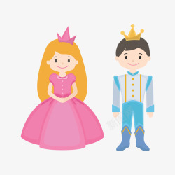 粉色清新王子与公主插画元素素材