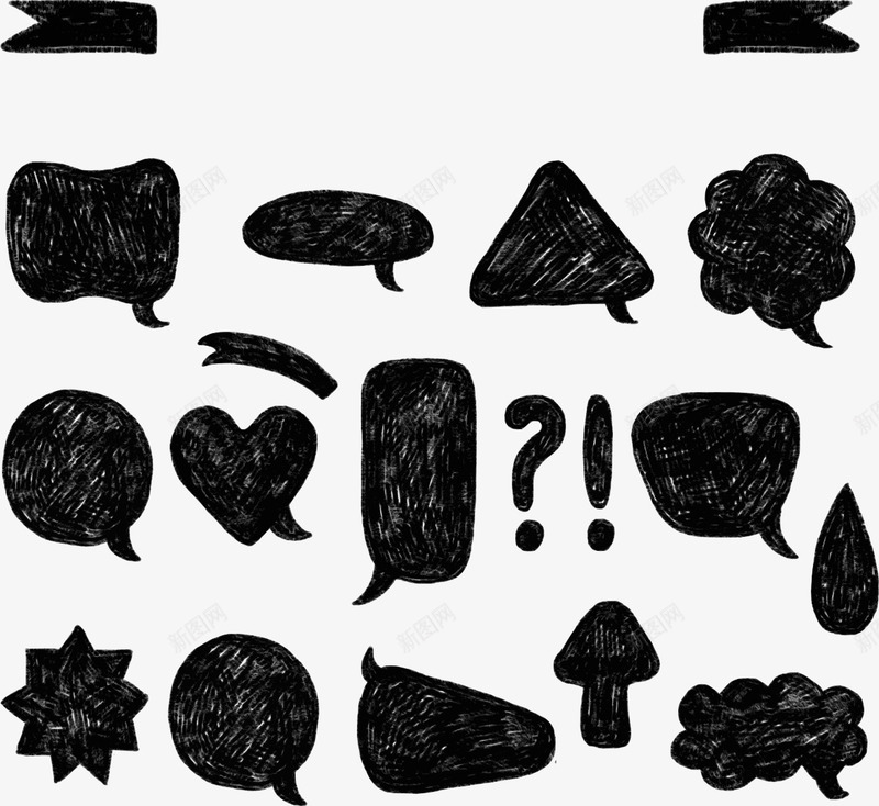 黑色手绘涂鸦对话框矢量图eps免抠素材_88icon https://88icon.com 对话框 手绘 涂鸦 矢量素材 黑色 矢量图