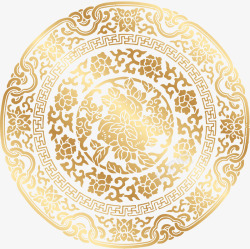 圆盘花纹素材奢华金色圆盘高清图片