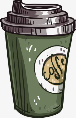 灰绿色杯子的咖啡矢量图素材