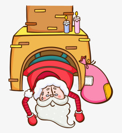 卡通烟囱里的圣诞老人素材