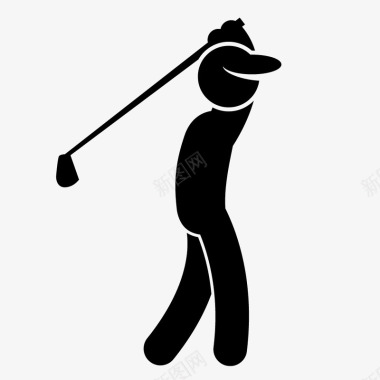 手绘打高尔夫的人图标图标