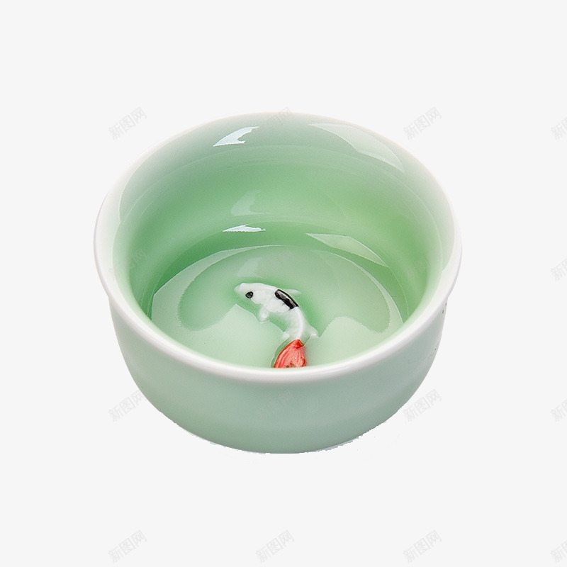 瓷浮雕彩鲤鱼茶盏png免抠素材_88icon https://88icon.com 产品实物 品茗杯 茶具 茶杯 陶瓷