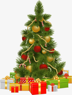 吊球圣诞树圣诞节绿色圣诞树矢量图高清图片