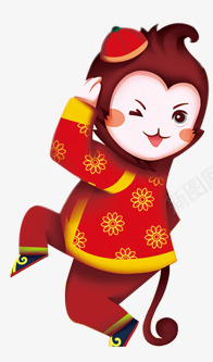 小猴子png免抠素材_88icon https://88icon.com 小猴子 年货 年货节 新年 新春 春节 水彩 福 美猴 贺年