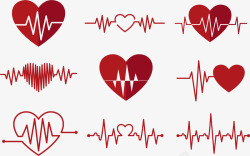 公益图标设计红色心电图爱心图标高清图片