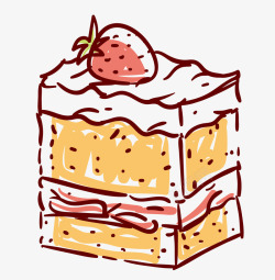 手绘点心蛋糕草莓水果蛋糕手绘蛋素材