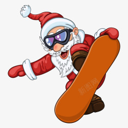 滑雪镜滑雪的圣诞老人高清图片