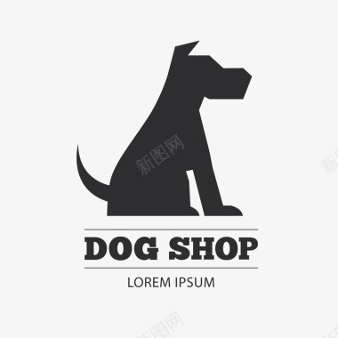 蓝色卡通黑色宠物狗logo图标图标