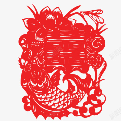 喜字红色剪纸png免抠素材_88icon https://88icon.com 剪纸 喜字 婚庆 红色