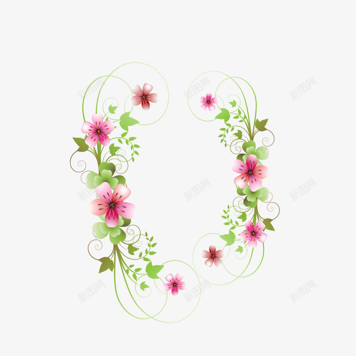 花纹效果图案png免抠素材_88icon https://88icon.com 红色花朵 红花绿叶图 装饰花边