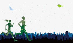 城市运动情侣跑步高清图片