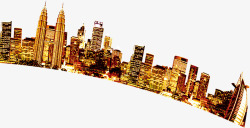 金色财富城市展板背景城市商业夜景高清图片
