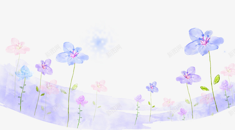 手绘紫色的鲜花psd免抠素材_88icon https://88icon.com 唯美 墨点 墨迹 插画 新图网 水彩 粉色 紫色 绘画 花卉 花朵
