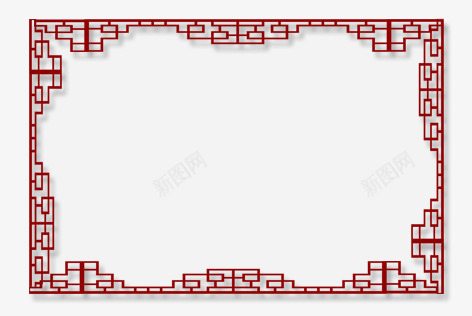 中国风门窗边框psd免抠素材_88icon https://88icon.com 中国风 红色 边框 长方形 门窗